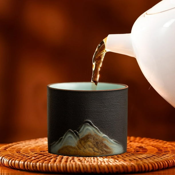 Taza de cerámica perfecl con patrón abstracto negro para espresso jugo y yerba mate
