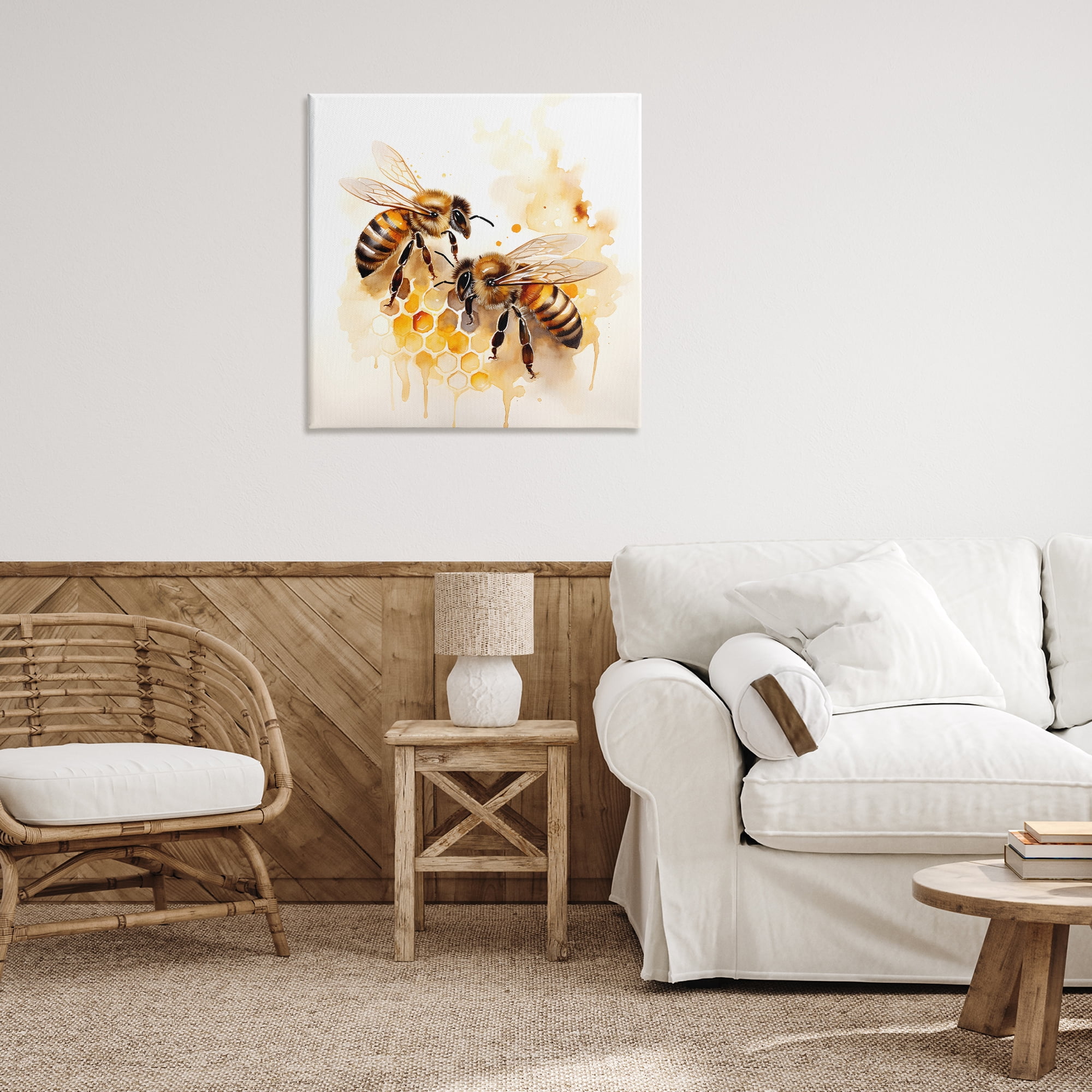 Stupell Industries Bee Talk Pair Animals & Insects Painting Gallery Wrapped Canvas Art Print Wall Art, 30 x 30
