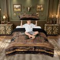 thumbnail image 2 of meiyoeat Wooden Fishing Bass Twin Duvet Cover for Men Boys, Brown Vintage Lodge Cabin Twin Bedding, Black Reversible, 2-Piece, 1 Duvet Cover and 1 Pillowcase, 2 of 6