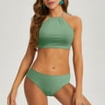 thumbnail image 2 of Afdoent Womens Bikini Sets Two Piece Solid Color Crop Tops Bathing Suits Swimsuits Beach Swimwear 2026, 2 of 5