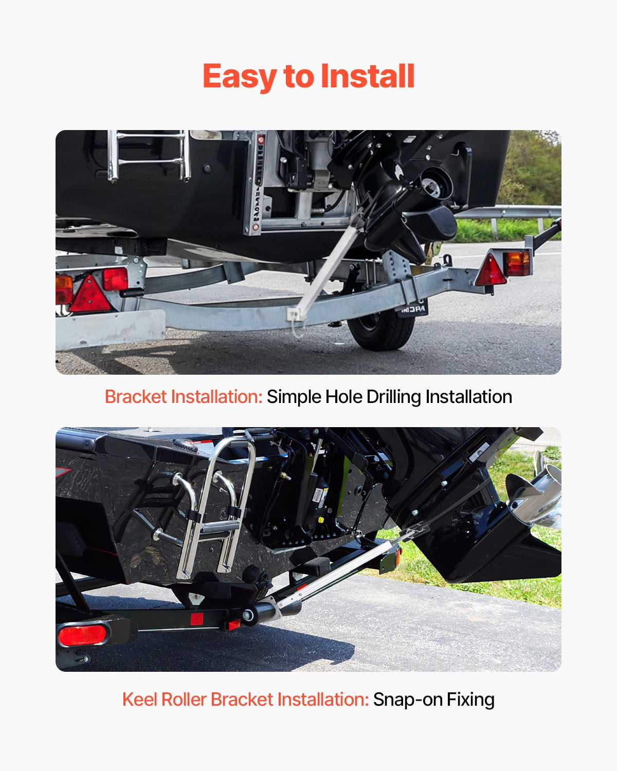 VEVOR Transom Saver, 23-35 in, Adjustable Boat Transom Saver with Composite Head, Corrosion-Resistant Easy-to-Install Transom Savers for Less Than 100 HP Outboard Motor , Fit for Roller & Trailer