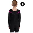thumbnail image 3 of Aislor Kids Girls Long Sleeve Sparkle Gymnastics Leotard and Shorts Hair Scrunchies Ballet Dance Hot Pink 8, 3 of 7