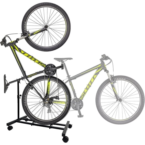 DQQKMM Vertical Bike Stand Movable with Casters, Freestanding Indoor Bike Storage Rack Upright Bicycle Floor Stand Indoor Bike Holder with Adjustable Height for Garage & Apartment