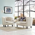thumbnail image 2 of Modern Contemporary Urban Design Living Room Lounge Club Lobby Armchair and Loveseat Sofa Set, Fabric, Beige, 2 of 6