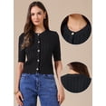 thumbnail image 2 of DARING DIVA Women's Short Sleeve Button Down Cable Knit Dressy Sweater S Black, 2 of 6