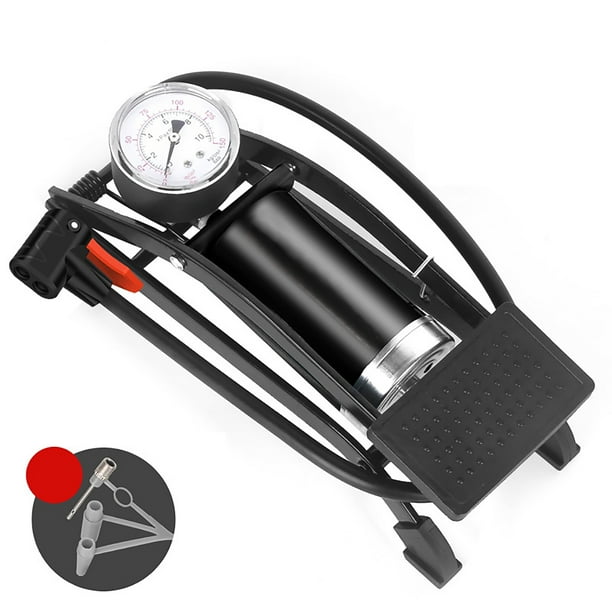 Aire De Pie De Cilindro Doble Individual Medidor De Presión De Precisión Inflador De Pedal De Alta Presión Bola De Aire De Pie Portátil Bicicleta Scooter Motocicleta Coche eigraketly OD009846-01