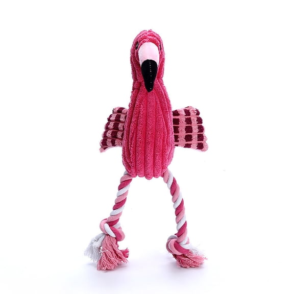 Dog Plush Toys, Flamingo Squeaky Chew Toy for Puppies and Small to Large Dogs, Interactive Teething Stuffed Toy, Soft Velvet Design for Indoor Play and Mental Stimulation