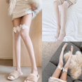thumbnail image 5 of Women Summer Transparent Silky Thigh High Stockings Sweet Bowknot Frilly Ruffle Lace See-through Mesh Ta Kawaii Over Knee Long Socks, 5 of 5
