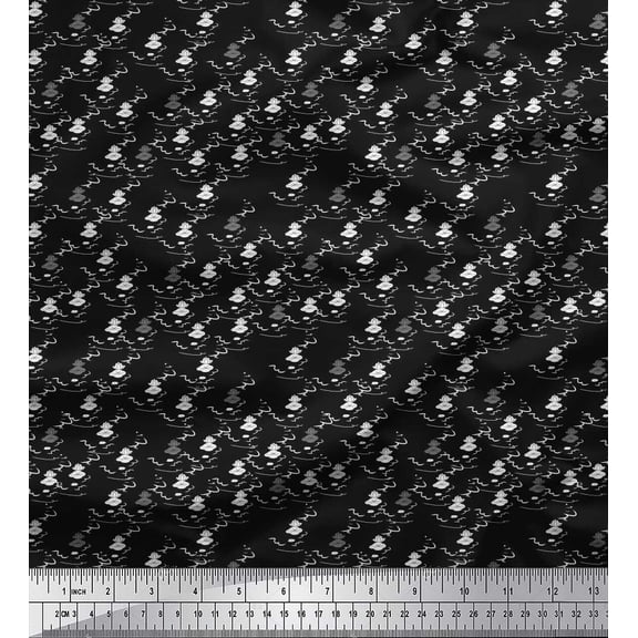 Soimoi Cotton Duck Fabric Leaves & Lotus Shirting Printed Craft Fabric by The Yard 42 Inch Wide