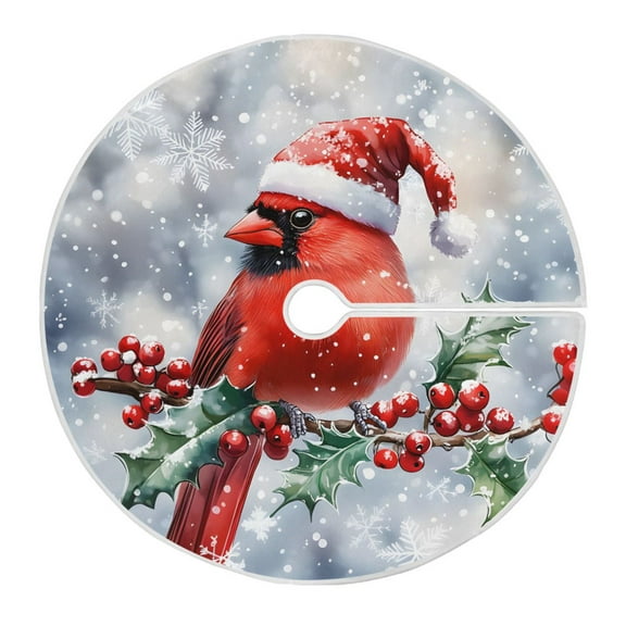 Ryvnso Christmas Tree Skirt Cardinal on Holly Xmas Tree Skirts Ornament Home Decorations 35.4"