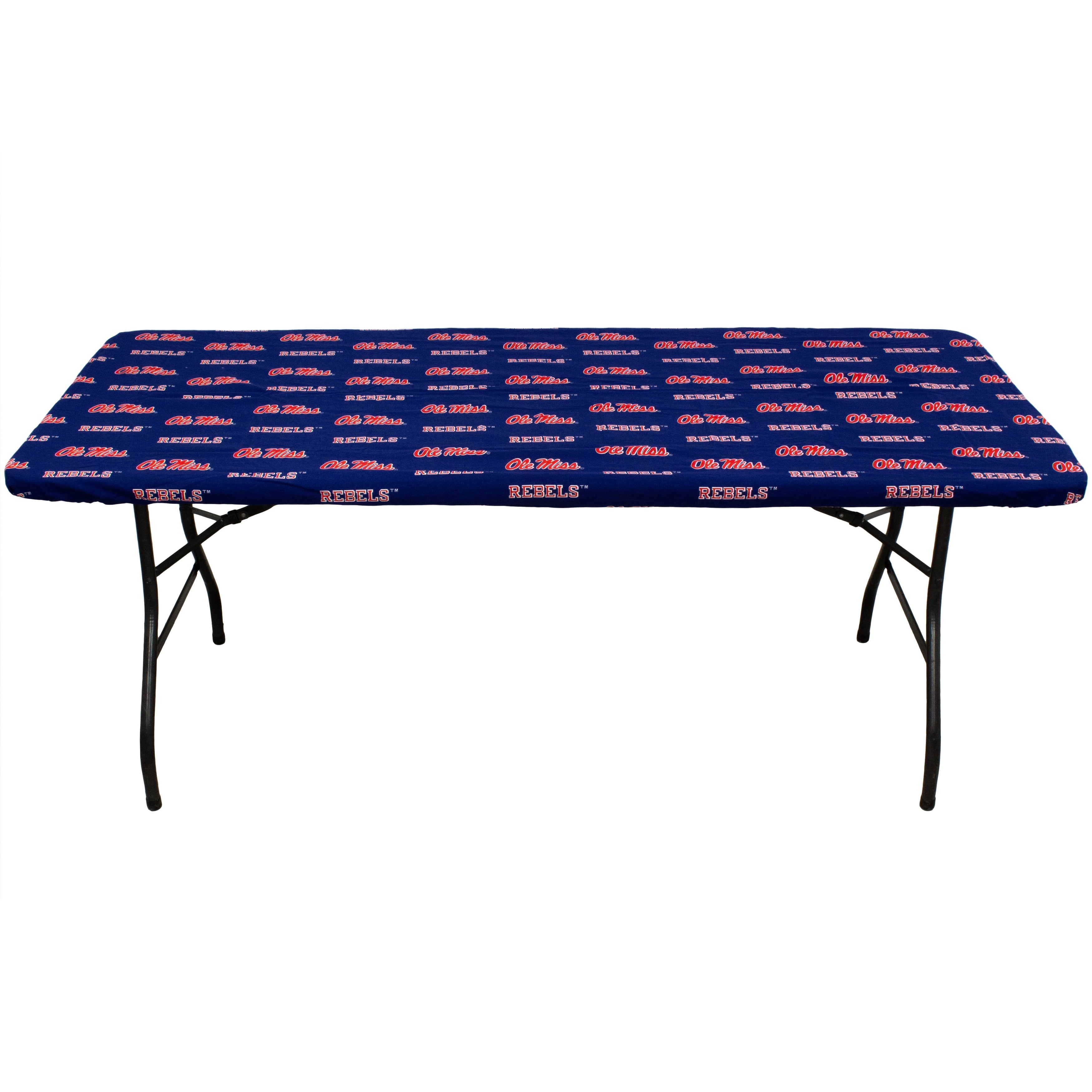 Mississippi Rebels Tailgate Fitted Tablecloth, 33" x 33", Card Table 72" x 30", 6 ft table
