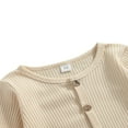 thumbnail image 4 of POINTERTECK 2Pcs Baby Girls Outfit Solid Color Single-breasted Long Sleeve Romper with Pocket Headband Fall Outfits Set, 4 of 6