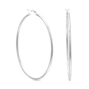 Hoop Earrings 60mm Shoulder Duster Extra Extra Large 2mm Width Round Tube Sterling Silver