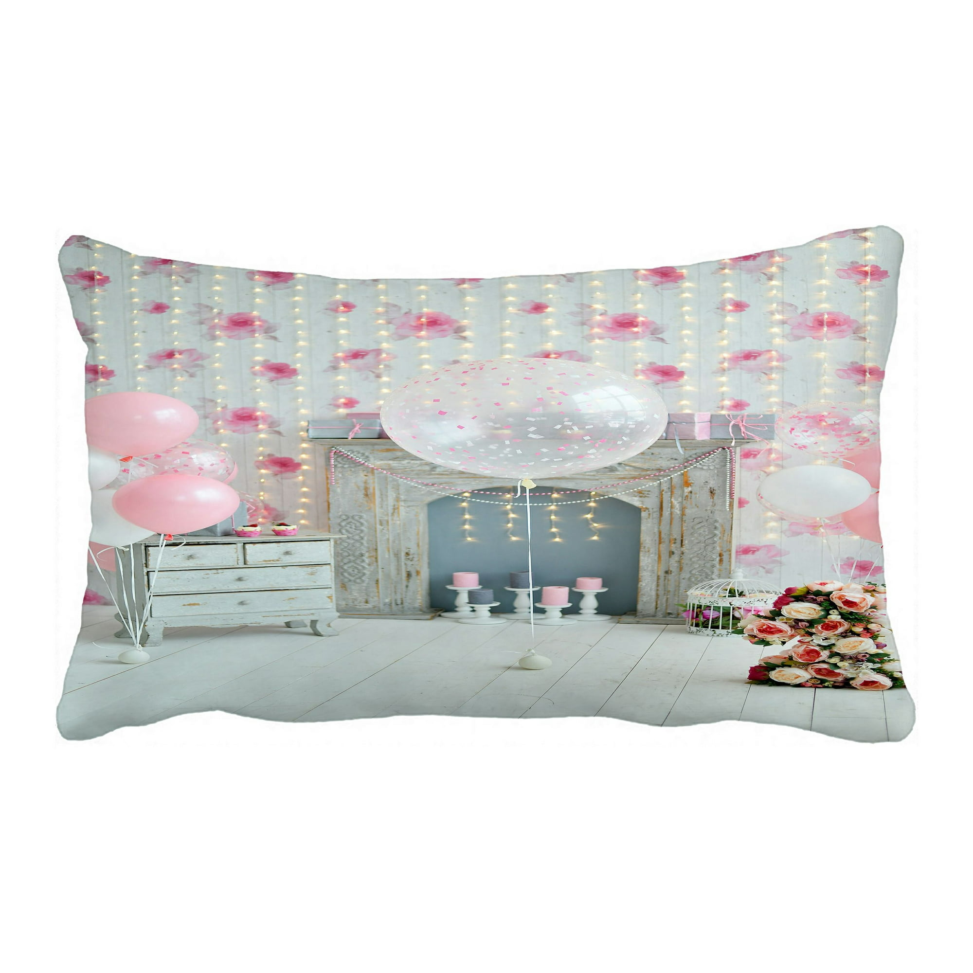 HATIART A Lot Of Balloons Pink And White Balloons Pillow Case Pillow Cover Pillow Protector Two Sides For Couch Bed 20x30 Inch Walmart
