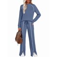 thumbnail image 2 of Conjuntos de Salón para Mujer, Conjuntos de 2 Piezas para Otoño, Pantalones Anchos, Conjuntos A Juego, Ropa de Mujer Azul Mar S, 2 of 8