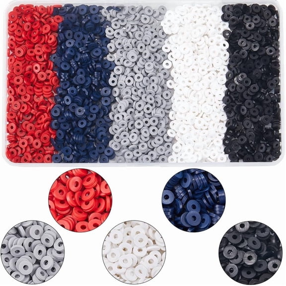 1 bag 1 box 2900pcs Black and White Clay Beads Heishi Beads Bulk 6mm Red Gray Multicolor Flat Round Polymer Spacers for Jewelry Making Bracelet Earrings Handmade Crafts Wedding Women Polymer Clay