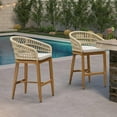 thumbnail image 3 of PURPLE LEAF 24" Counter Height Bar Stools Chair Set of 2, Modern Upholstered Patio Bar Stool with Backrest for Indoor and Outdoor, Kitchen Island, Teak, 3 of 11