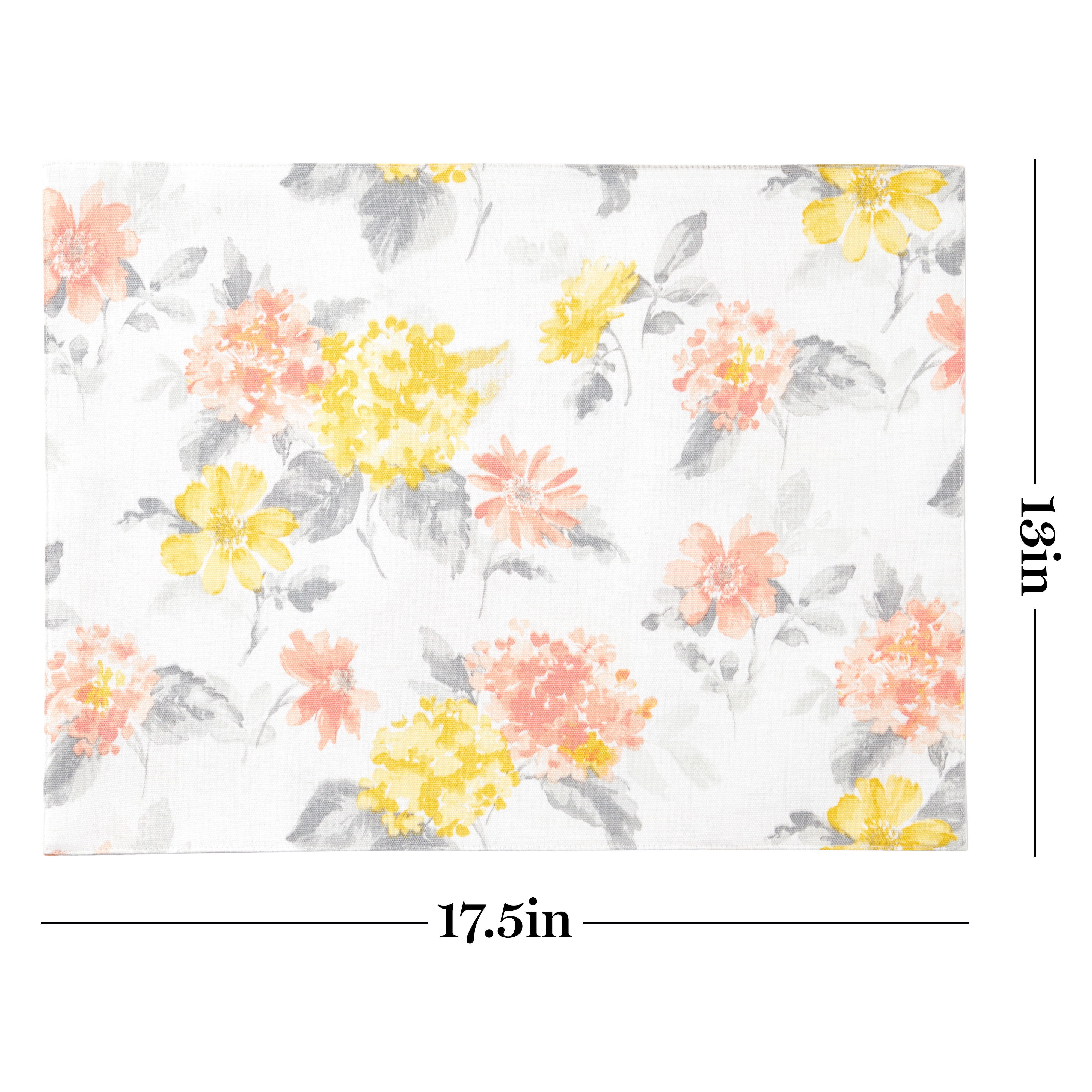 Martha Stewart Amber Floral Fabric Placemat Set 4-Pack, Pink