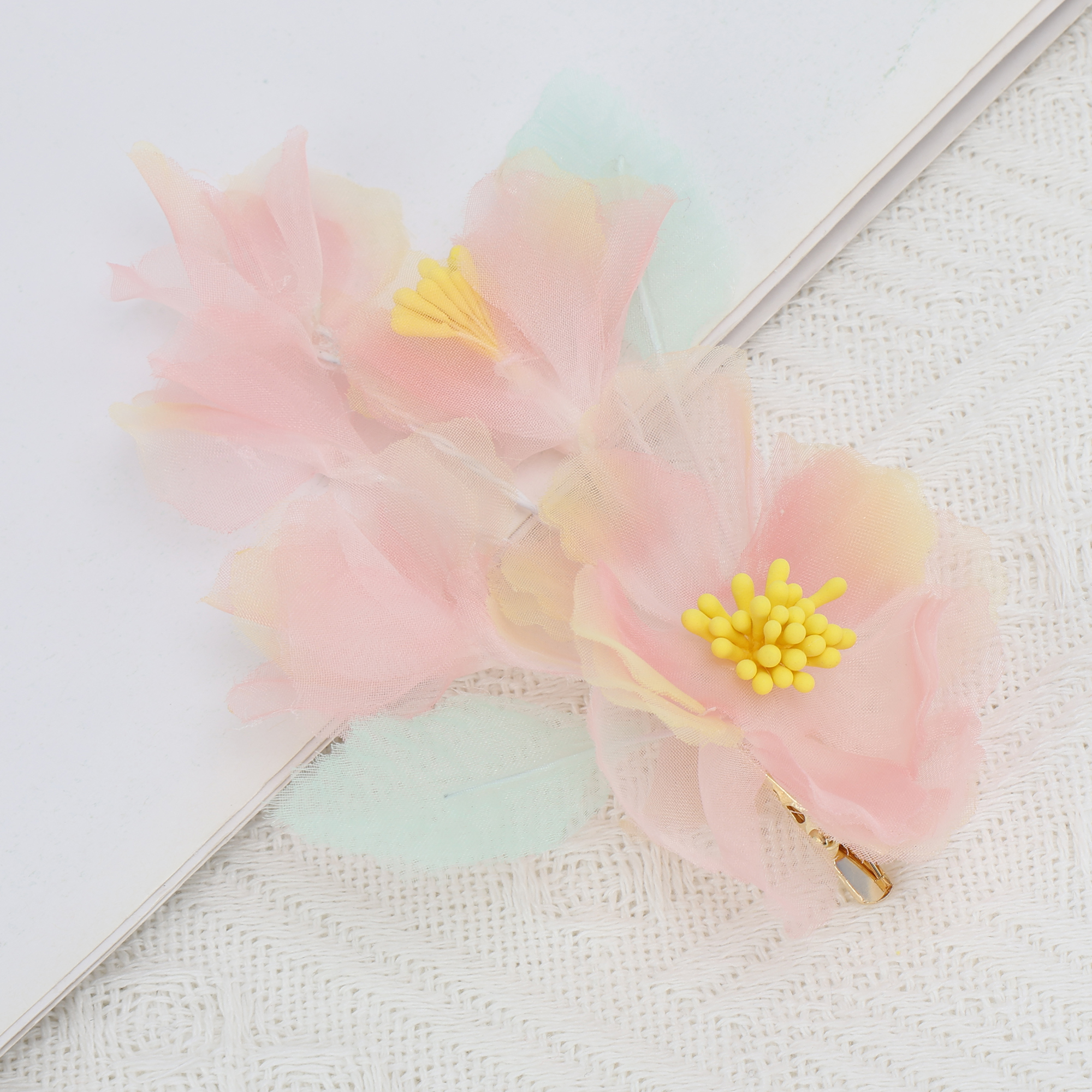 Unique Bargains Light Pink Flowers Pattern Hair Clip Measuring 2.76"x4.92"