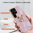 thumbnail image 2 of Compatible with Samsung Galaxy S22 Ultra Case with Ring Holder Pink, Aesthetic Phone Case Samsung S22 Ultra Case Silicone Soft TPU Slim Cover Shockproof Luxury with Kickstand (Purple), 2 of 14