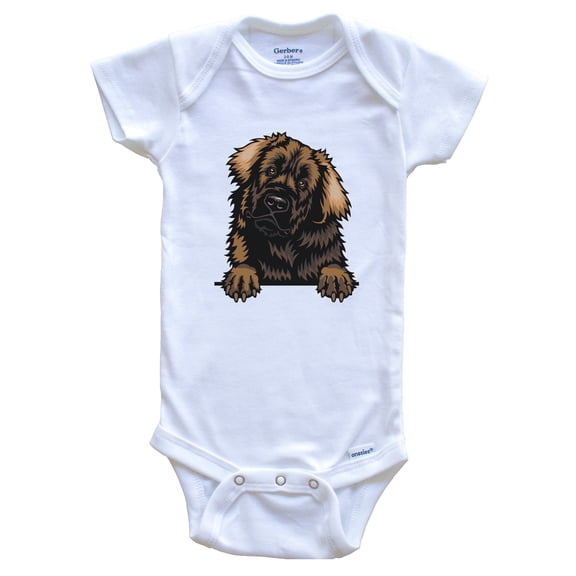 Leonberger Dog Breed Cute Baby Bodysuit, 0-3 months white