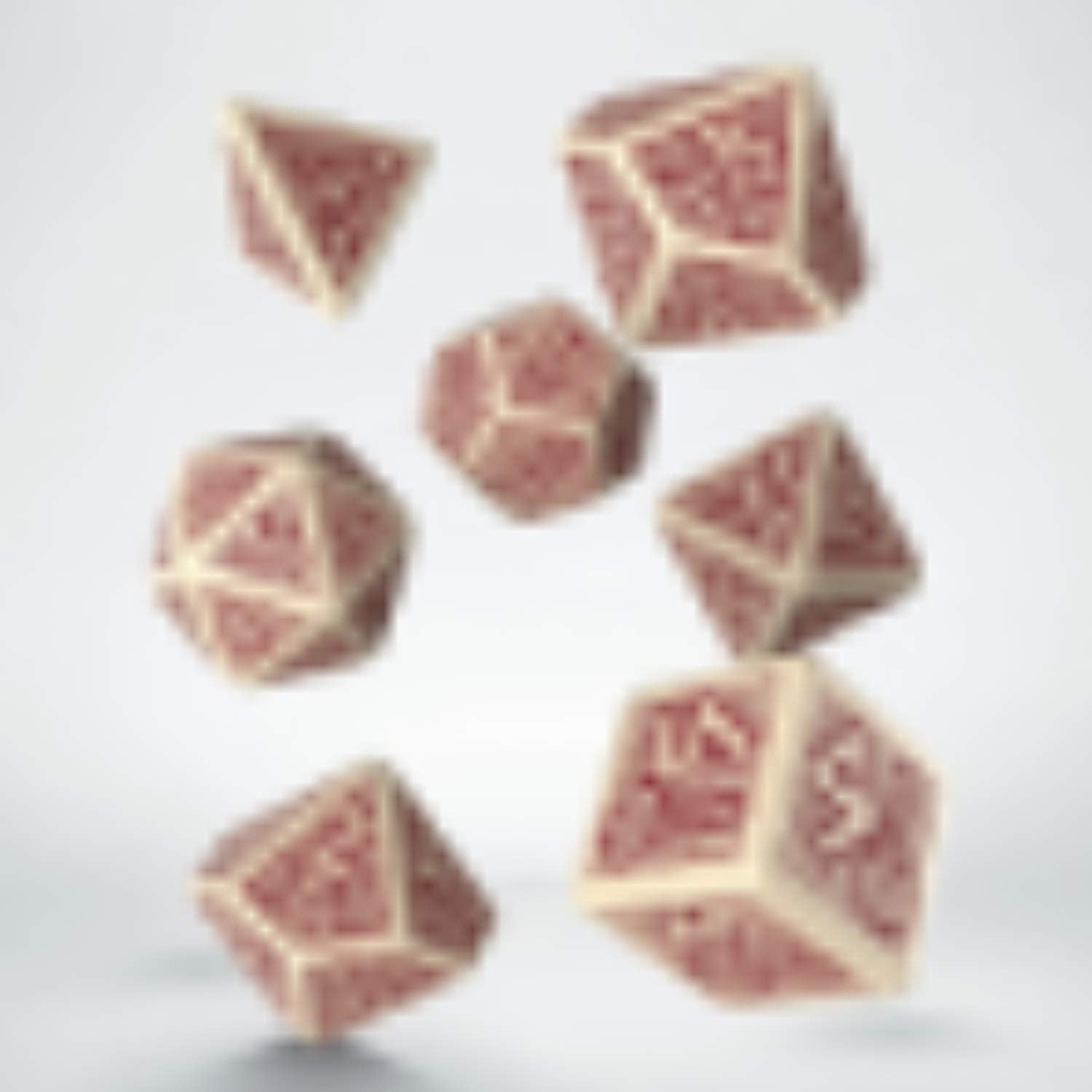 Q-Workshop QWOSDWA87 Dwarven Dice - Beige & Burgundy - Set of 7