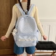 thumbnail image 6 of Sweet Polka Dot Backpacks Large Capacity Cute Lace Trim Backpack Soft Nylon Schoolbag Outdoor Travel Trip Backpack (Blue), 6 of 12