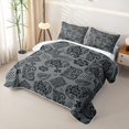 thumbnail image 3 of jejeloiu Moody Paisley Quilt King For Men Women,Dark Print King Coverlet Set,Gray Black,3pcs, 3 of 7