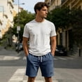 thumbnail image 4 of CIENVNSTG Waffle Shorts for Men Lightweight Classic Style Athletic Sweat Bottoms Elastic Drawstring Waist Summer Beach Casual Short Pants with Pockets Navy XXL, 4 of 5