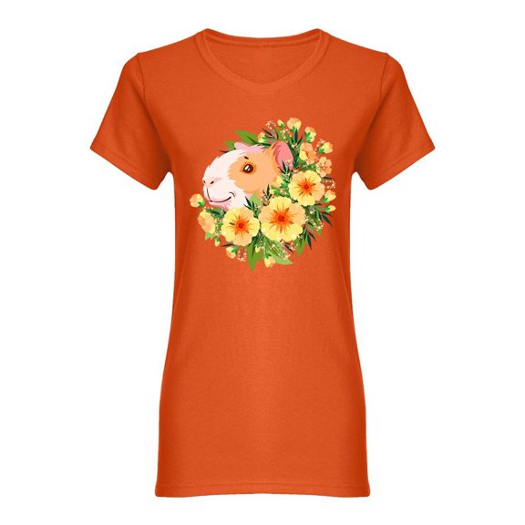 Guinea Pig In Yellow Flowers. Shaped Tee Women's -Image by Shutterstock