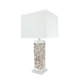 thumbnail image 4 of Aspen Creative 40168-11, 29" High Transitional Metal & Shell Table Lamp, Satin Nickel Finish and Hardback Rectangular Shaped Lamp Shade in White, 13"x13" Wide, 4 of 5