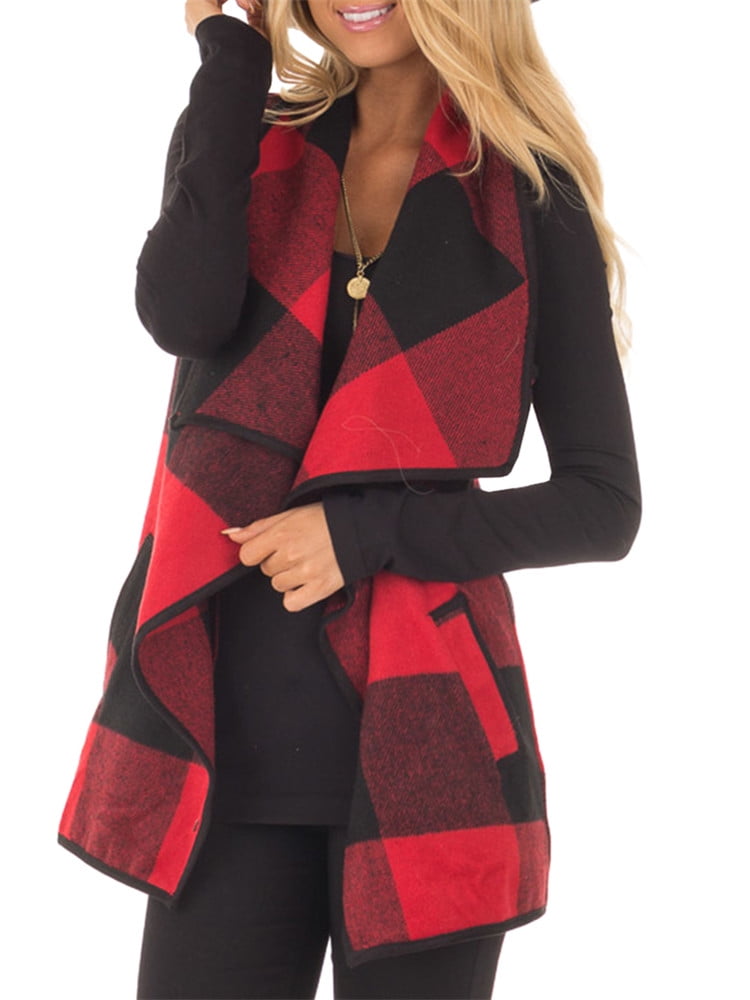 NGMQ Sleeveless Plaid Vest Coat with 