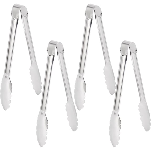 4 Pack Silver Serving Tongs,Metal Serving tongs,for buffet,party,9 Inch,Silver Utensills,(tongs for serving food)