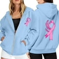 thumbnail image 2 of Breast Cancer Awareness Hoodies for Women 2025 Long Sleeve Zip Up Hoodie with Pockets Hooded Sweatshirt Women Jacket, 2 of 7