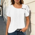 thumbnail image 2 of Women'S Summer Short Sleeve Button Down Collar Solid Casual Loose Fit T Shirt Top Blouse, 2 of 6