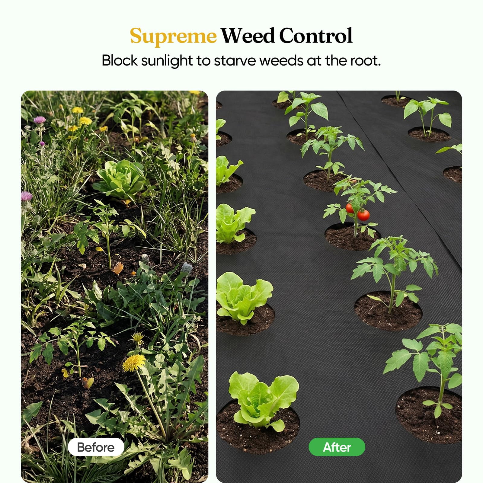 Weed Barrier Fabric  4ft X 50ft Non-woven Landscape Easy To Cut & Fray-resistant Breathable Permeable Landscaping With 15 Stakes For Gardens Flower Beds Vegetable Plots
