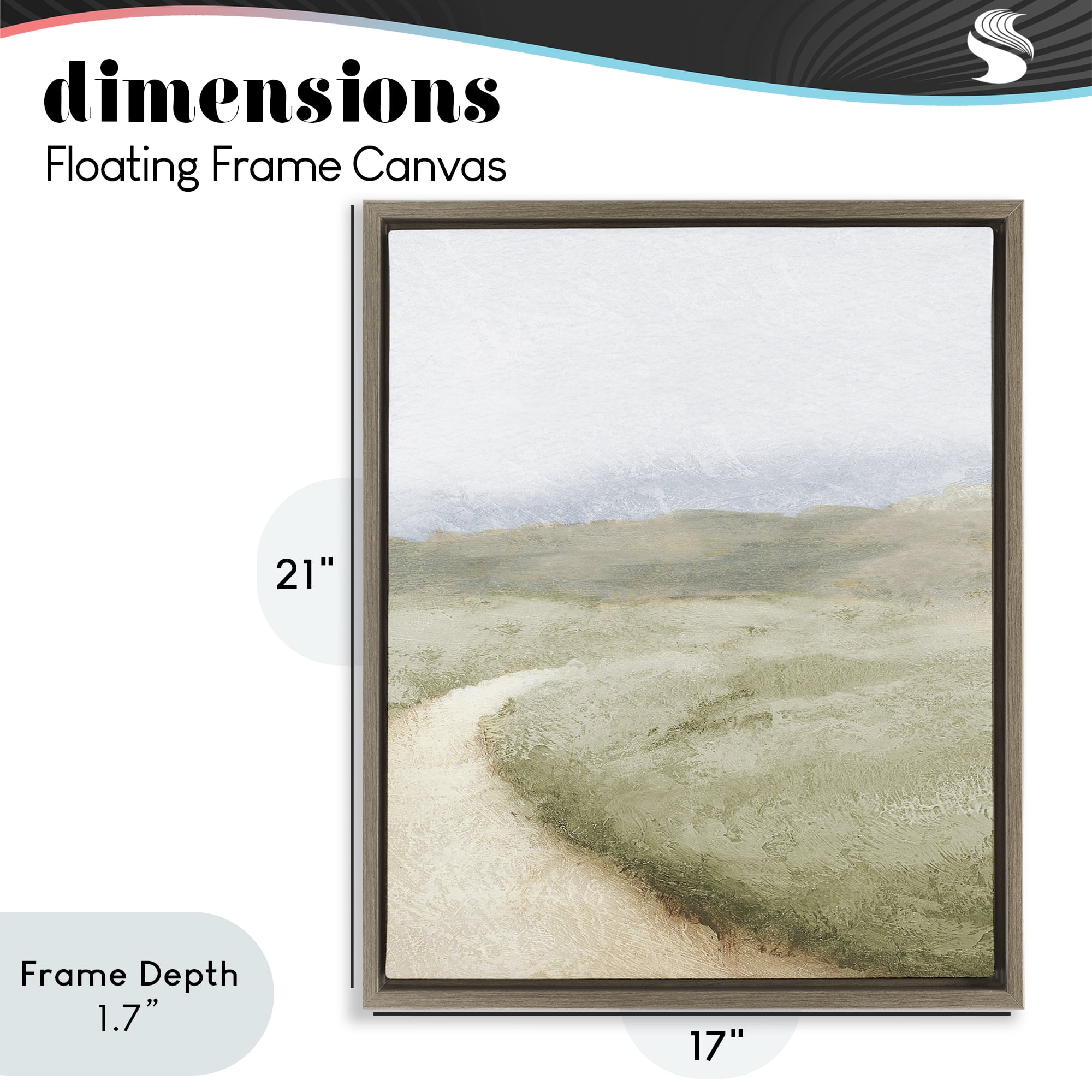 Stupell Industries Green Pasture Quiet Landscape Brown Framed Floater Canvas Wall Art, design by Michael Marcon