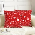 thumbnail image 2 of Valentines Pillow Covers 18x18 Set of 2 Red Love Heart Throw Pillow Covers Valentine Outdoor Farmhouse Decorative Cushion Covers Holiday Wedding for Home Sofa Bed, 2 of 6