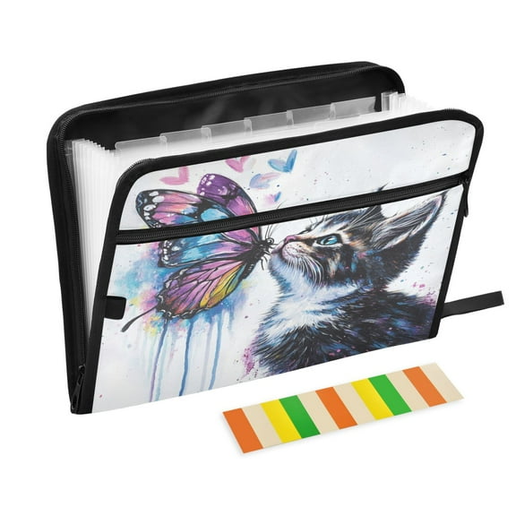 Organ Folder 14.2 x 0.8 x 10.6 Inches 13 Separate Pockets A4 Size Documents Folder A Sort Storage File Manager For The Home Office Colorful Cat Butterfly