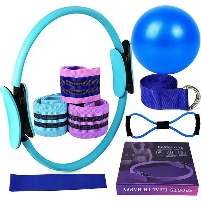 New Pilates Essentials Kit for Women, Pilates Kit for Home Workouts Women, Pilates Kit for Home Workouts, Booty Bands for Working Out Glutes Yoga Ball(Blue)