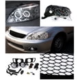 thumbnail image 2 of Spec-D Tuning Chrome LED Projector Halo Headlights + ABS Black Grille + Fog Lamps Compatible with 1999-2000 Honda Civic Left + Right Pair Headlamps Assembly, 2 of 2