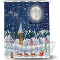 thumbnail image 1 of Cortina de ducha de dibujos animados de Navidad 3D, cortina de partición impermeable, 1 of 5