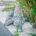 thumbnail image 3 of Wonder Garden 13"H Garden Gnome Statue with Solar LED Light, Outdoor Resin Figurine Cute Flocked Gnome Garden Decor for Outside Patio, Grey, 3 of 7