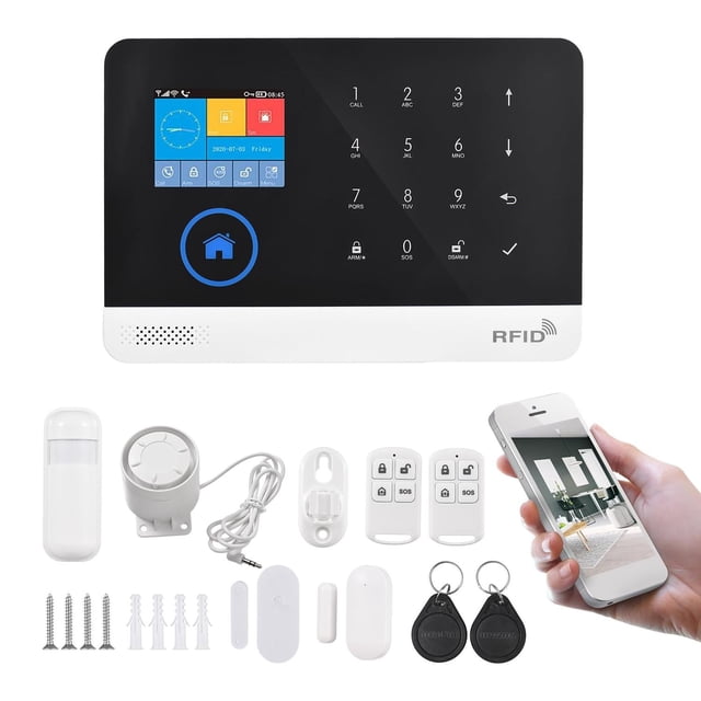 Sistema de Alarma Feiniao WiFi gsm Pantalla TFT 2.4 Pulgadas Antirrobo Inalámbrico con Sensores de P