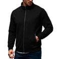 thumbnail image 2 of Full Zip Fleece Jackets for Men, Stand Neck Long Sleeve Sweatshirt Jackets, Loose No Hood Fall Outerwear with Pockets, 2 of 8