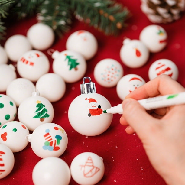 Decoraciones navideñas, 24 bolas navideñas blancas de 10 ml para manualidades, ideales para decorar el árbol de Navidad. Irrompibles, perfectas para fiestas navideñas. Incluye colgante.