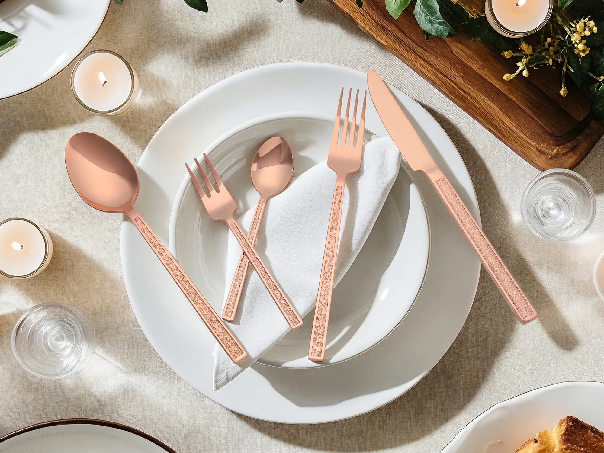 Unique Bargains 30 Pieces Stainless Steel Silverware Set for 6 Rose Gold