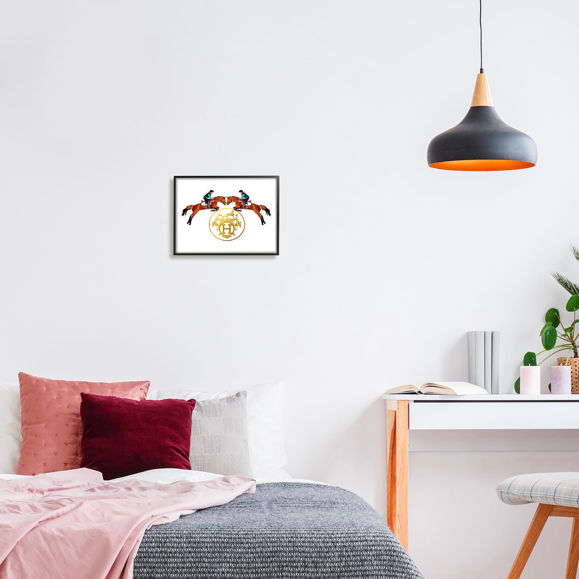 Stupell Industries Glam Emblem Polo Jockeys Animals & Insects Painting Black Framed Art Print Wall Art, 14 x 11