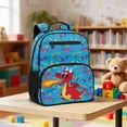 thumbnail image 2 of Jeiento Dragon Toddler Backpack for 2-5 Year Old Boys, 13.5 Inch Preschool Bag, Lightweight Kids Bookbag with 2 Front Pockets & 2 Mesh Side Pockets, Blue, 2 of 7