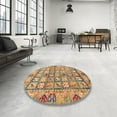thumbnail image 4 of Ahgly Company Machine Washable Indoor Square Abstract Metallic Gold Area Rugs, 5' Square, 4 of 7